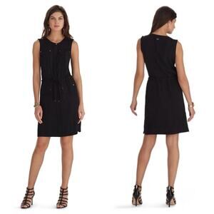 White House Black Market Black Sleeveless Camp Shirt Dress